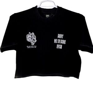 Darc Sport Bury Me In Darc NFGU Black Cropped Graphic‎ Tee Shirt Womens Small